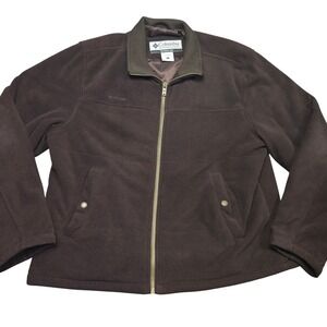 Columbia Fleece Zip Jacket Mens L Dark Brown Chocolate Outdoor‎ Casual Gorpcore